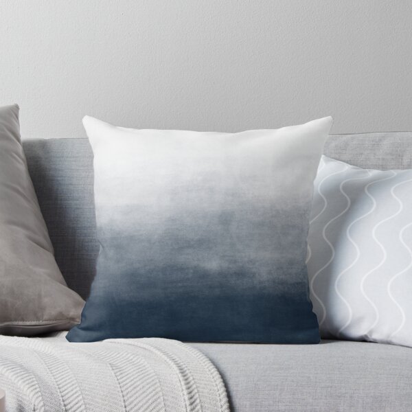 Ombre Paint Color Wash (midnight blue/white) Throw Pillow