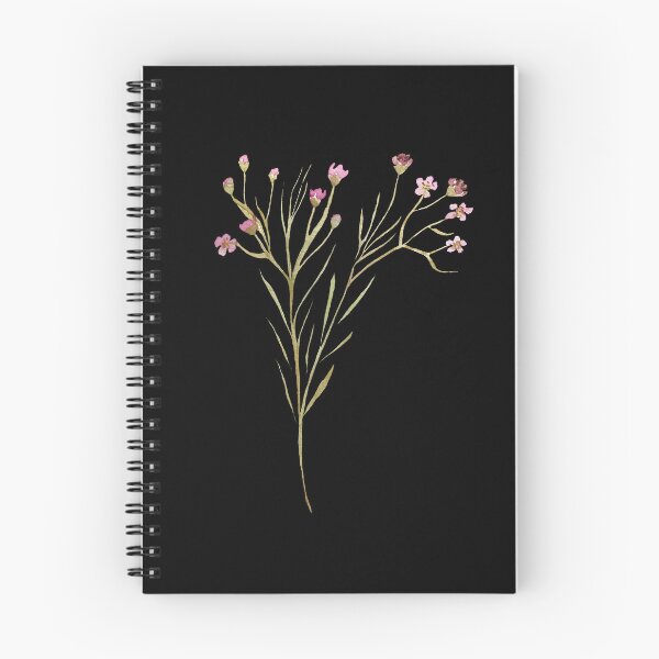 Item preview, Watercolor flower branch illustration on black background  designed and sold by Yana Mustafina | Boho Soulful Designs.