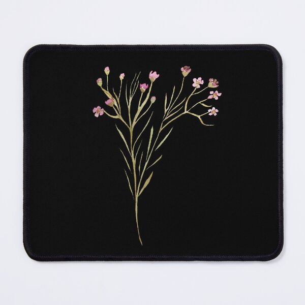 Item preview, Watercolor flower branch illustration on black background designed and sold by Yana Mustafina | Boho Soulful Designs.