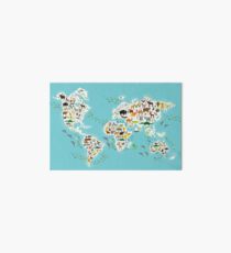 Cartoon animal world map for children Art Board
