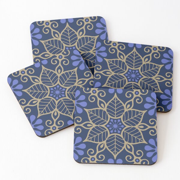 Aperçu de l'œuvre Fleurs Géométriques BLEU VINTAGE créée et vendue par WVortex.