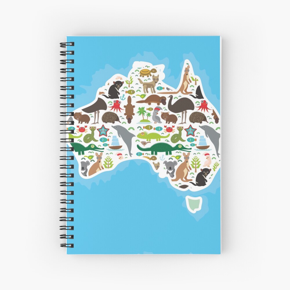 "Australian Animal Map " Spiral Notebook for Sale by EkaterinaP Redbubble