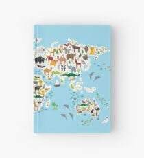 animal world map Hardcover Journal