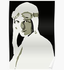 Amelia Earhart grayscale vector art Poster