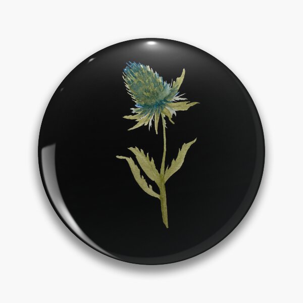 Item preview, Watercolor flower thistle illustration on black background  designed and sold by Yana Mustafina | Boho Soulful Designs.