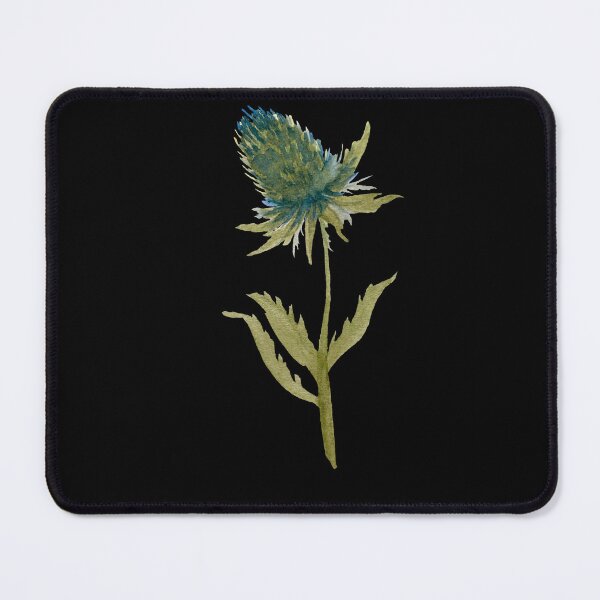 Item preview, Watercolor flower thistle illustration on black background  designed and sold by Yana Mustafina | Boho Soulful Designs.