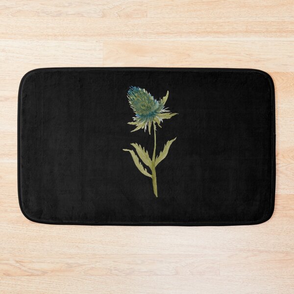 Item preview, Watercolor flower thistle illustration on black background  designed and sold by Yana Mustafina | Boho Soulful Designs.