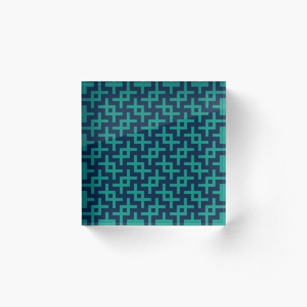 Geometric Pattern: Double Angle: Blue on Blue Acrylic Block