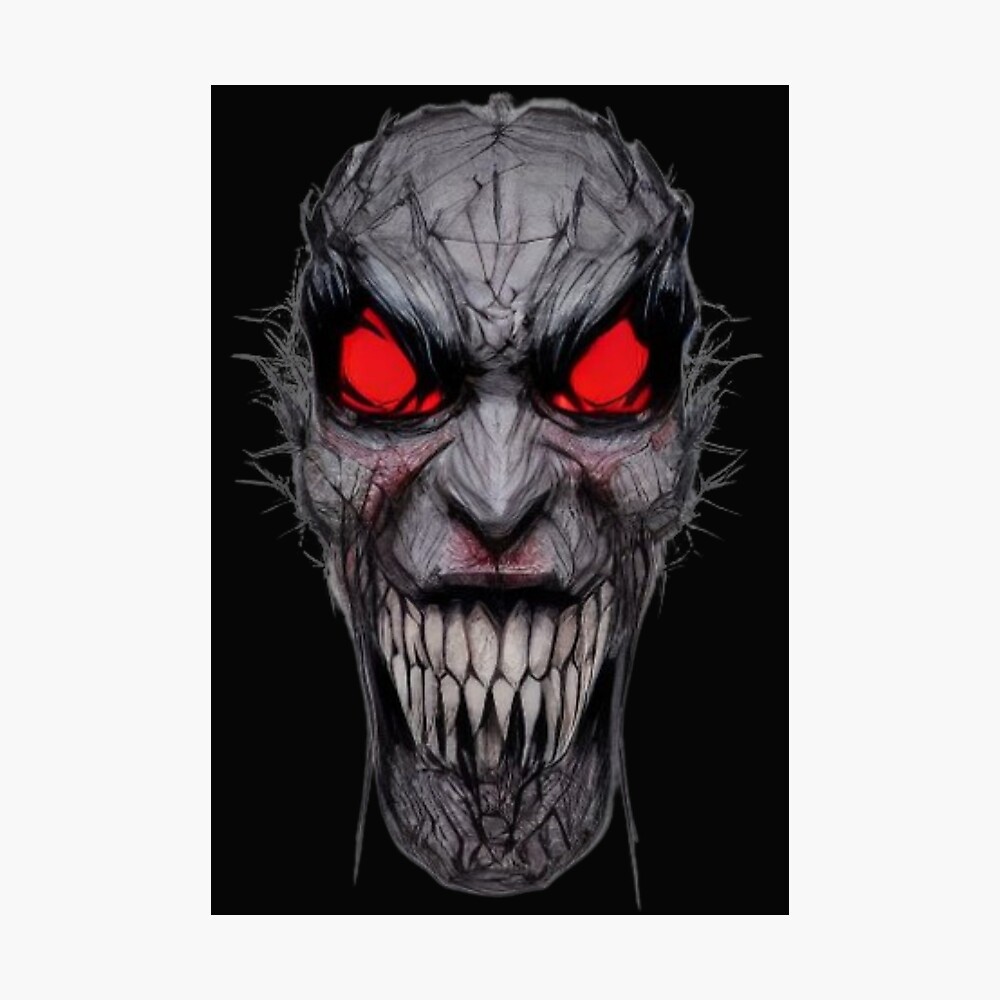 Scary monster face with glowing eyes art Poster