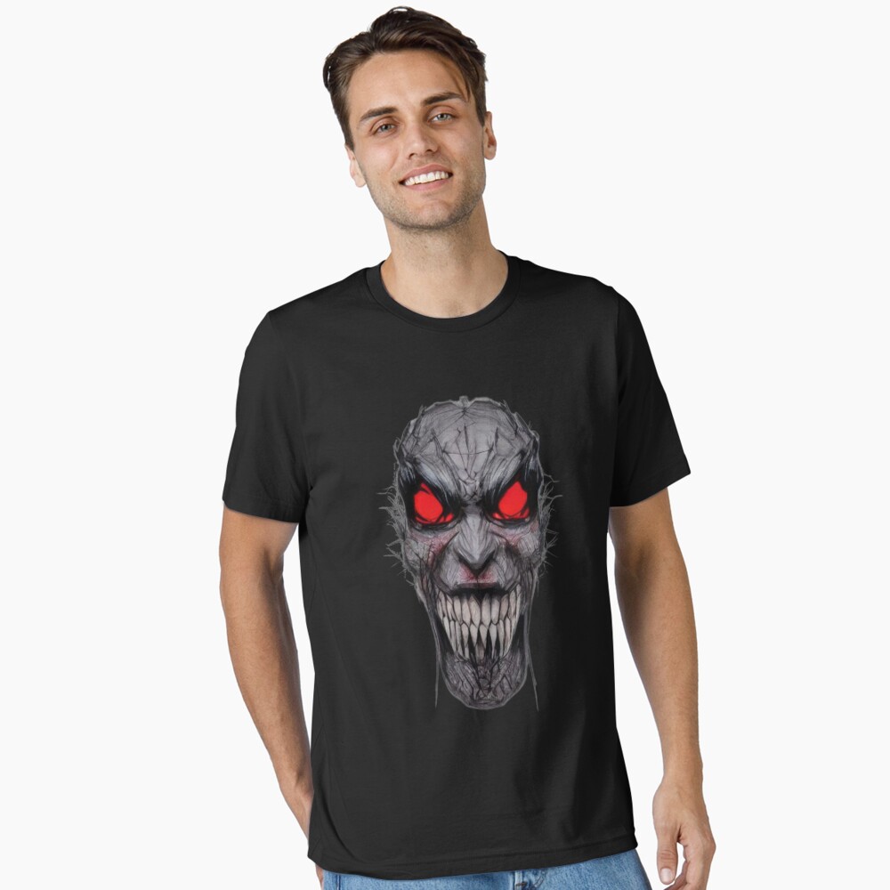 Scary monster face with glowing eyes art Poster