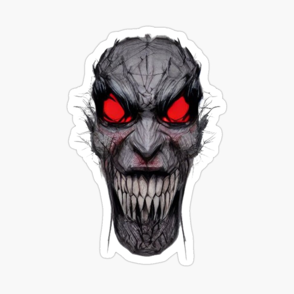 Scary monster face with glowing eyes art Poster