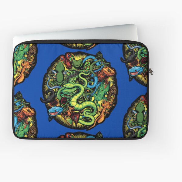 Explosion of Color - Retro Reptiles and Amphibian Design Laptop Sleeve