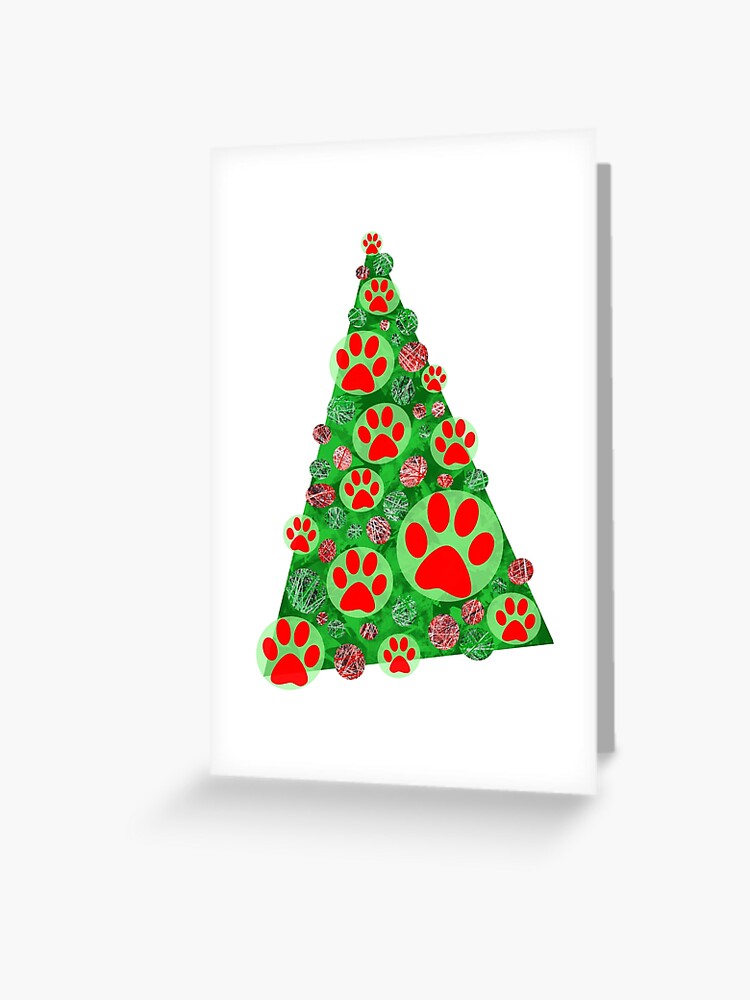 Carte de vœux for Sale avec l'œuvre « Décoration de vacances d'arbre de Noël  de patte d'animal » de l'artiste AMSonArt
