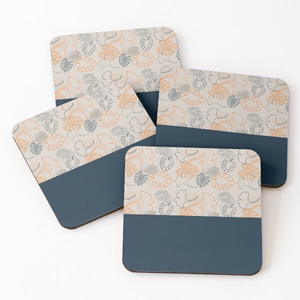 Item preview, Autumn leaves are dark blue, gray and dark yellow ,a horizontal line in navy . designed and sold by bayanabufadda.
