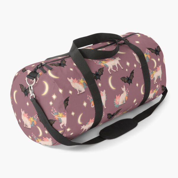 Item preview, Sphynx cats and bats at midnight on china pink background  designed and sold by vianahline.