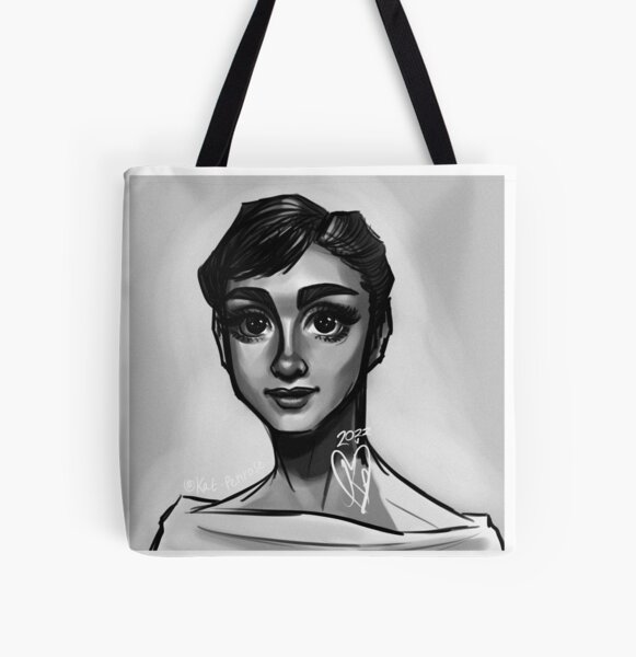 Decorative Tote Bags  Ty Jeter - Audrey Hepburn - DiaNoche Designs