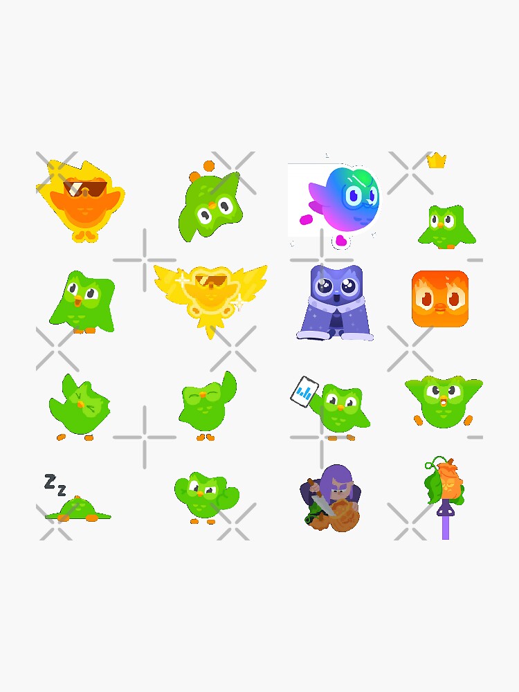 "DuoLingo Emotions Sticker Pack" Sticker for Sale by mikkyd8888 Redbubble