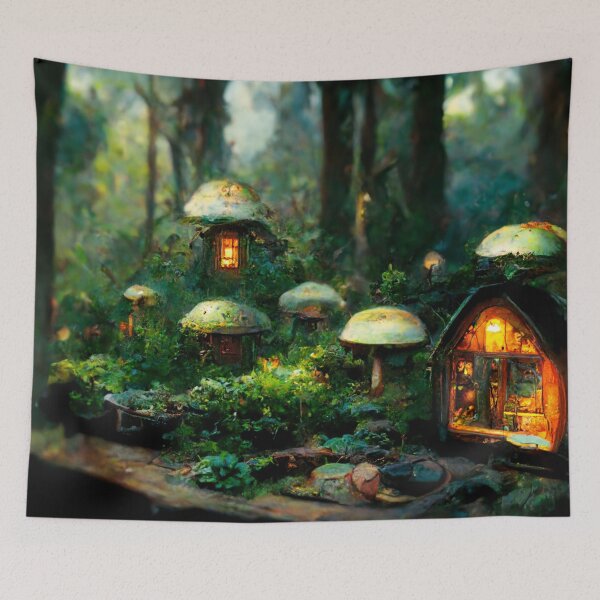 Item preview, Forest cabin with fairytale magic - Fantasy dream designed and sold by Monkyra.
