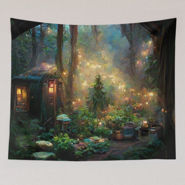 Item preview, Forest cabin with fairytale magic - Fantasy dream designed and sold by Monkyra.