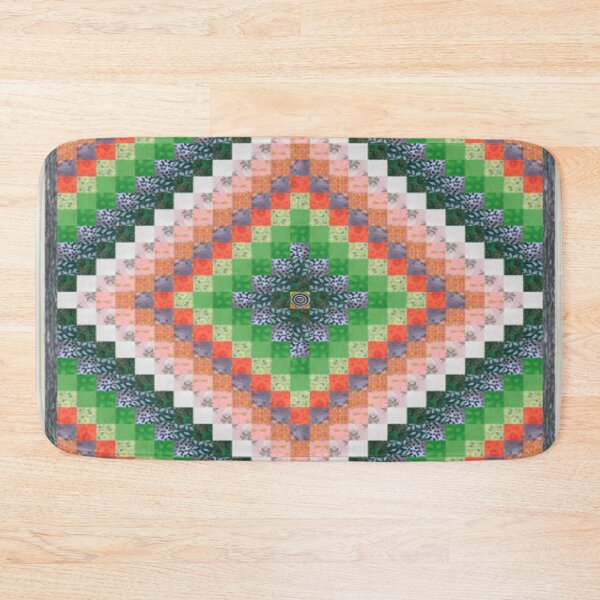 Item preview, Square mosaic in patchwork style with patterns and flowers spiral in the middle  designed and sold by ErisMerch.