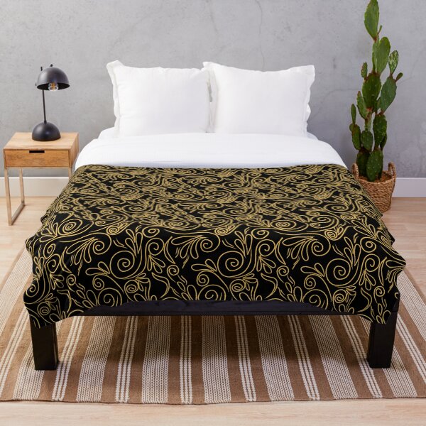 Item preview, Patrón floral simple de arte de línea marrón negro y dorado designed and sold by patternologyy.