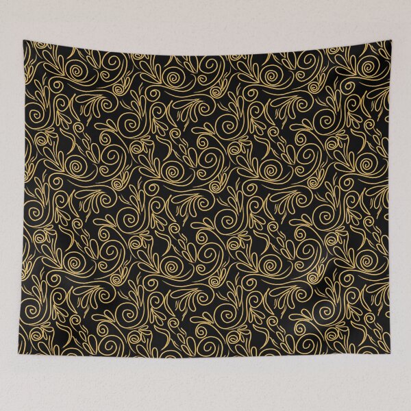 Item preview, Black and Golden Brown Line Art Simple Floral Pattern designed and sold by patternologyy.