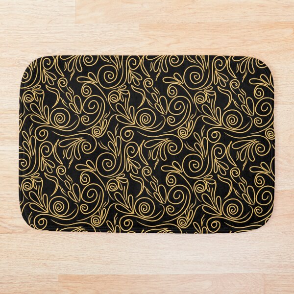 Item preview, Patrón floral simple de arte de línea marrón negro y dorado designed and sold by patternologyy.
