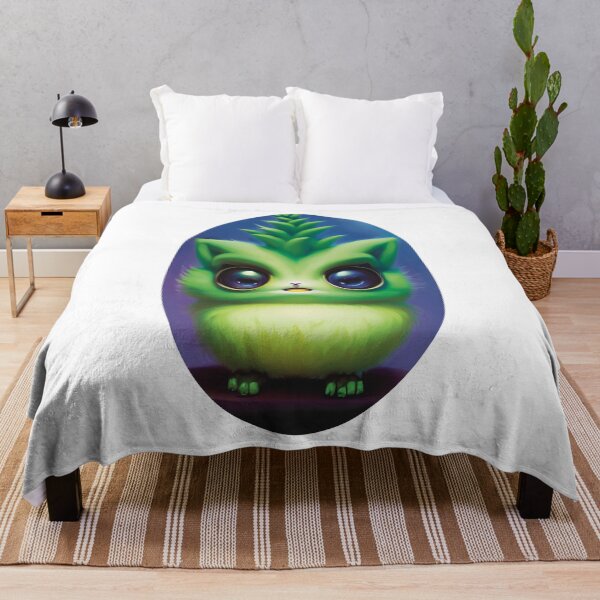 Item preview, Fluffy Green Succulent Monster - digital art fantasy animal painting designed and sold by Krista Robertson.