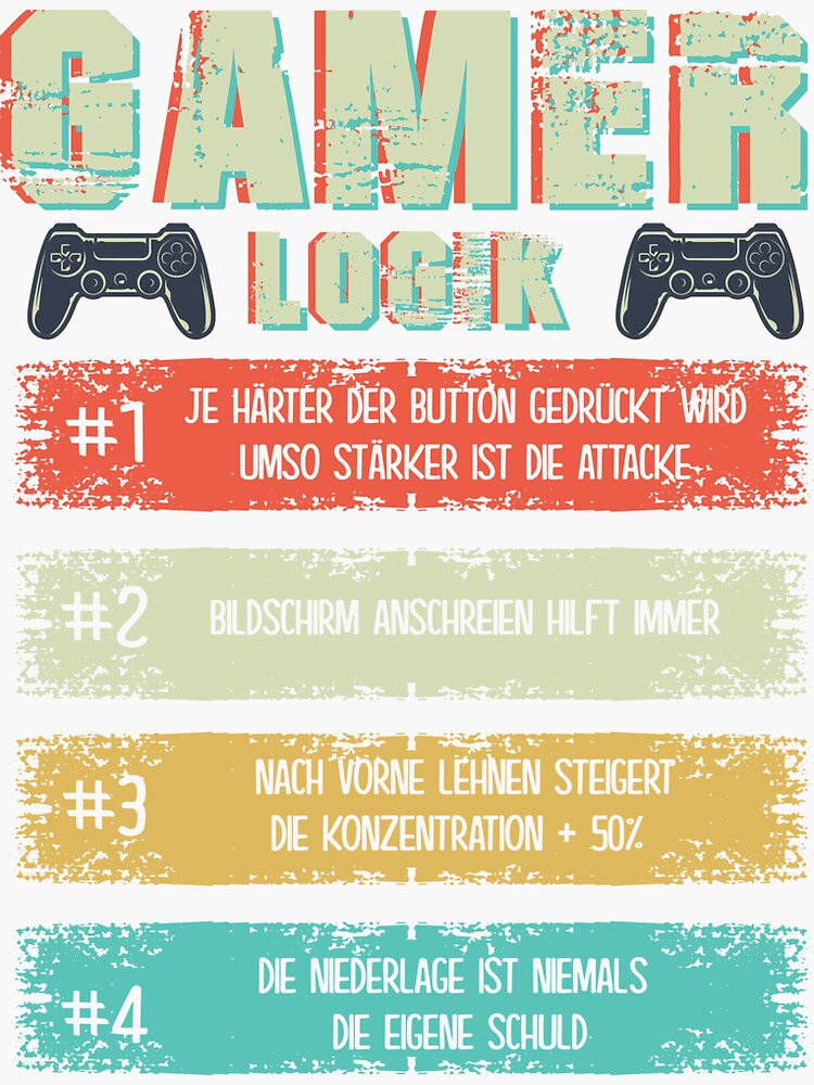 "Gamer Logic Gaming Gift Video Games Gamer" Sticker for Sale by