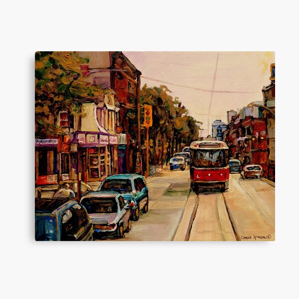 "PAINTINGS OF TORONTO TORONTO ART TORONTO CITY SCENE PAINTINGS TORONTO TRAMS AND RESTAURANT