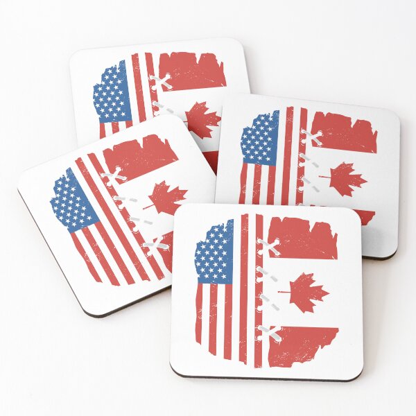 Item preview, American and Canadian flags sewn together designed and sold by Rob-Son.