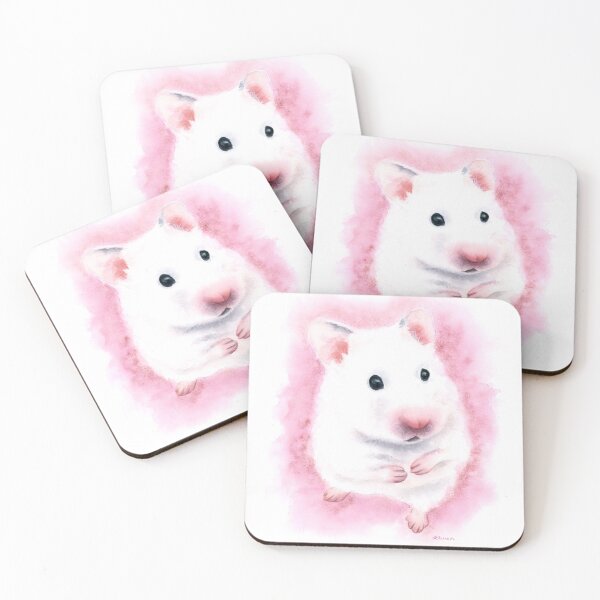 Item preview, White Hamster Watercolor Painting designed and sold by Alisha Watercolors.