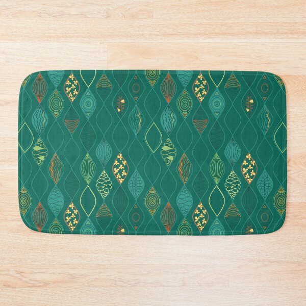 Item preview, Wavy lines, rhombuses and ornaments on emerald green designed and sold by Line2Rhyme.