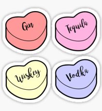Love vodka, whiskey, tequila, gin | Pink Heart Candy | 4 pack | Conversation Sticker