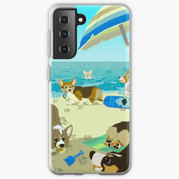 Pups on Corgi Beach Samsung Galaxy Soft Case