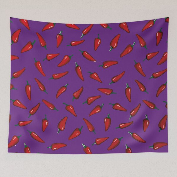 Item preview, Cartoon red chilli mexican oilcloth adorable purple mexican style spicy food designed and sold by T-Mex.