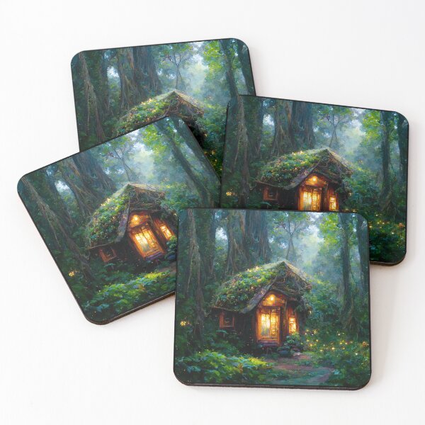 Item preview, Forest cabin with fairytale magic - Fantasy dream designed and sold by Monkyra.