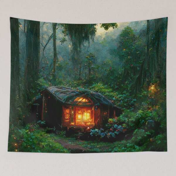 Item preview, Forest cabin with fairytale magic - Fantasy dream designed and sold by Monkyra.