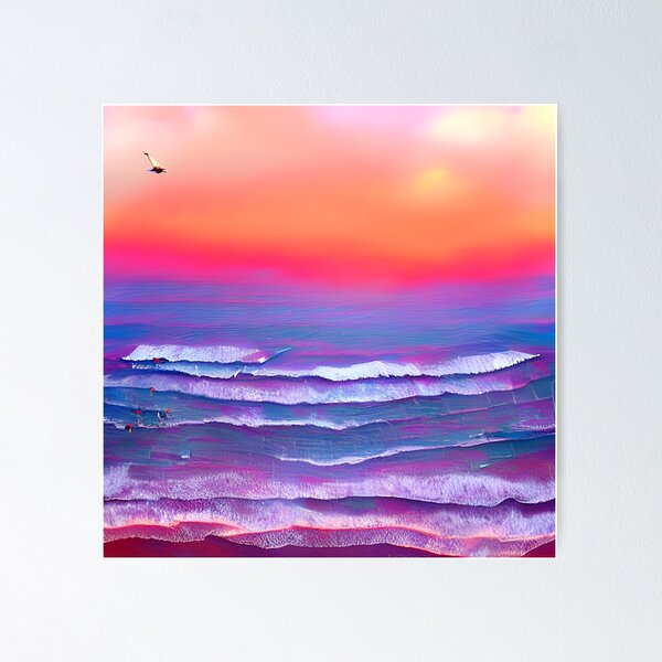 Item preview, blue ocean waves, yellow orange vibes, retro #19 designed and sold by supeart.