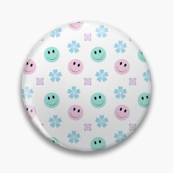 Item preview, Smiley Face and Flowers - Teal, Pink and Blue designed and sold by gjsart.