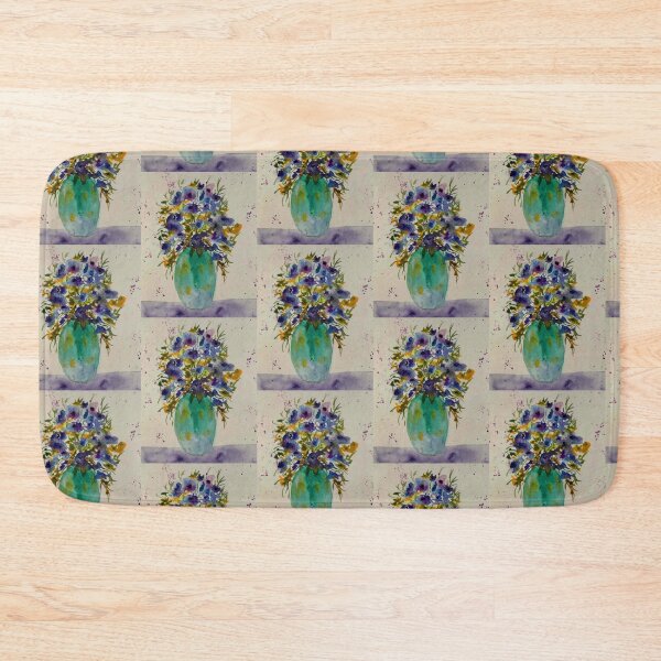 Item preview, turquoise vase with purple florals.  designed and sold by watercolorsLiz.