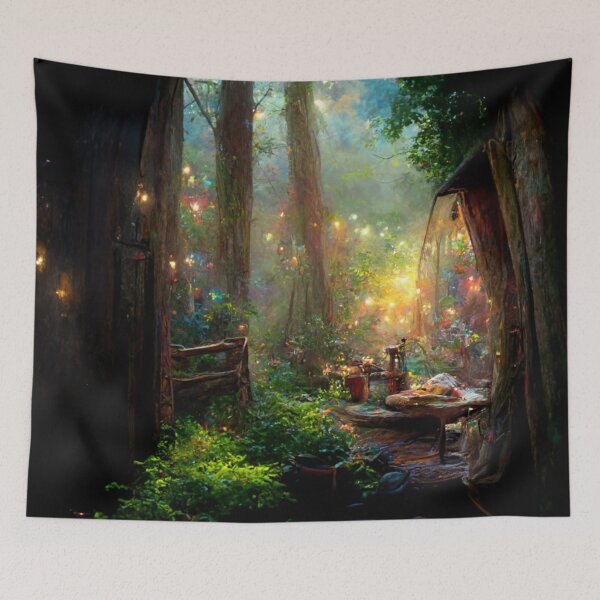 Item preview, Forest cabin with fairytale magic - Fantasy dream designed and sold by Monkyra.