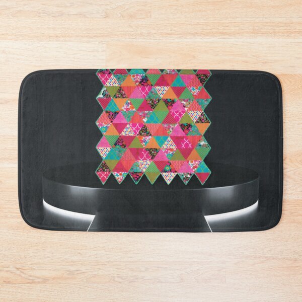 Item preview, Patchwork artistic mosaic on the podium of figures triangles rhombuses patterns flowers multi-colored balls designed and sold by ErisMerch.