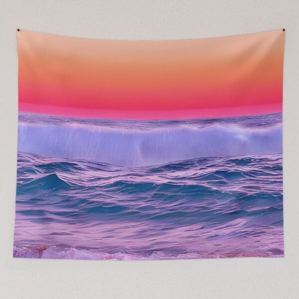 Item preview, blue ocean waves, yellow orange vibes, retro #20 designed and sold by supeart.