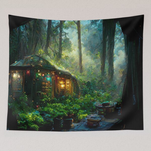 Item preview, Forest cabin with fairytale magic - Fantasy dream designed and sold by Monkyra.