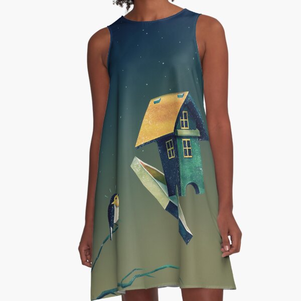 Flying Bird...house A-Linien Kleid