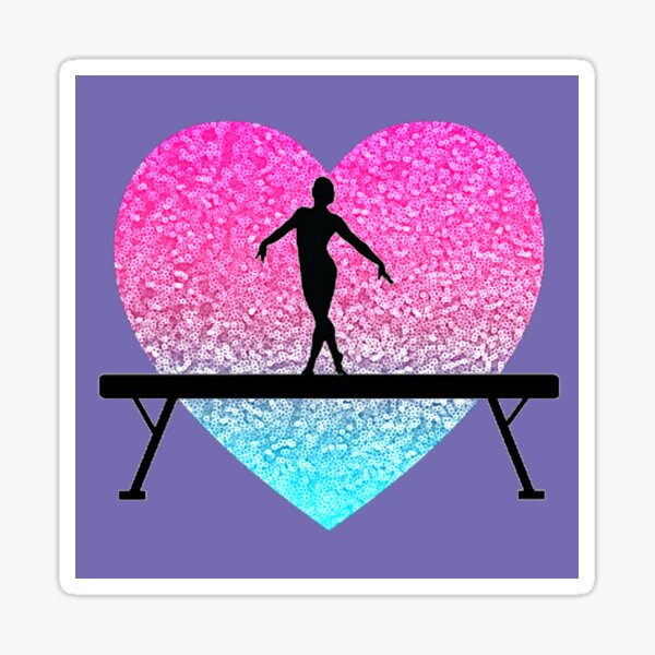 “Purple Balance Beam Heart Gymnastics” Sticker for Sale by starlit