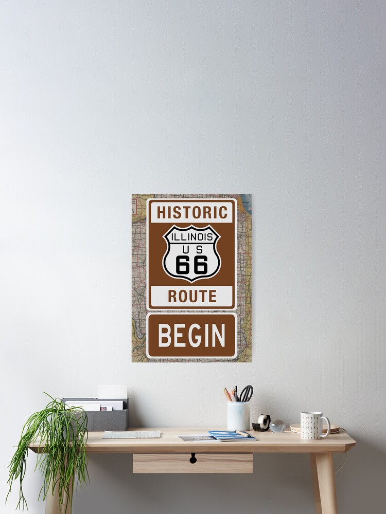Thumbnail 2 of 3, Poster, Route 66 Illinois Sign designed and sold by Enzwell.