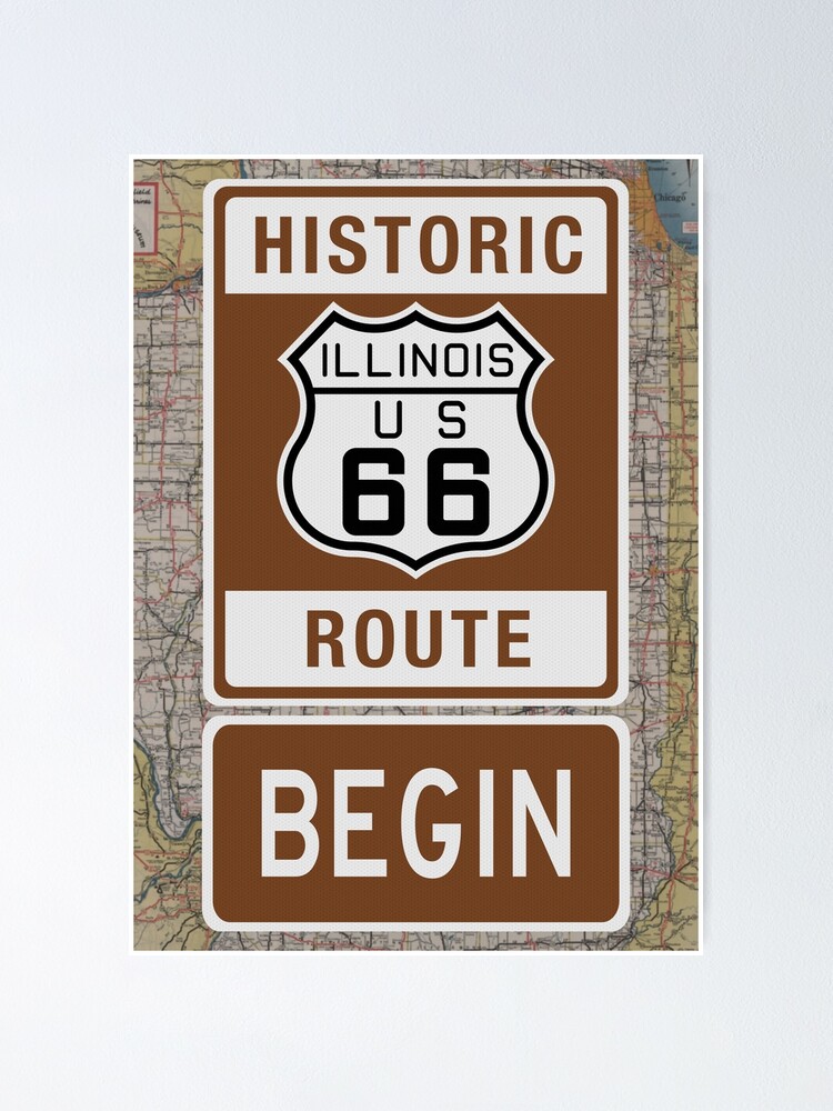 Thumbnail 1 of 3, Poster, Route 66 Illinois Sign designed and sold by Enzwell.