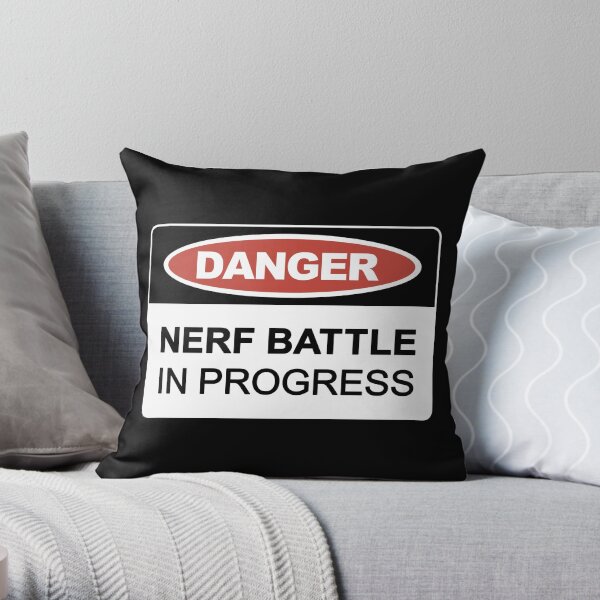 Nerf Battle in Progress Throw Pillow